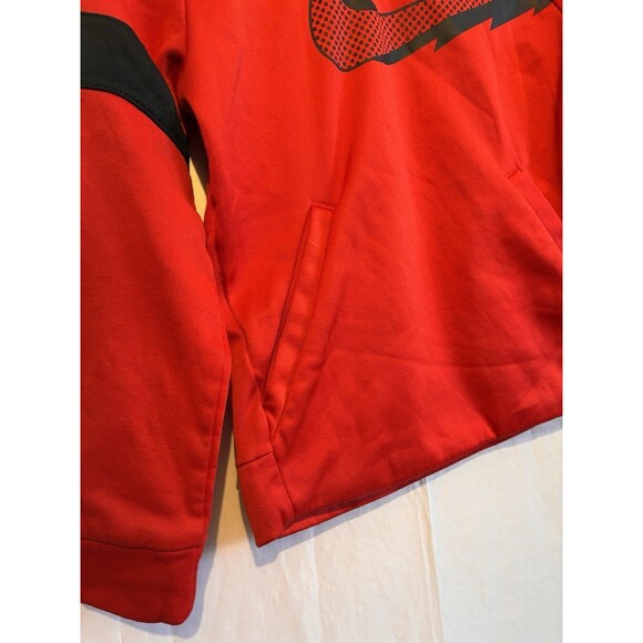 Nike Dri-Fit Hoodie Youth Small Red Black Swoosh Logo Pullover Athletic - Picture 3 of 10